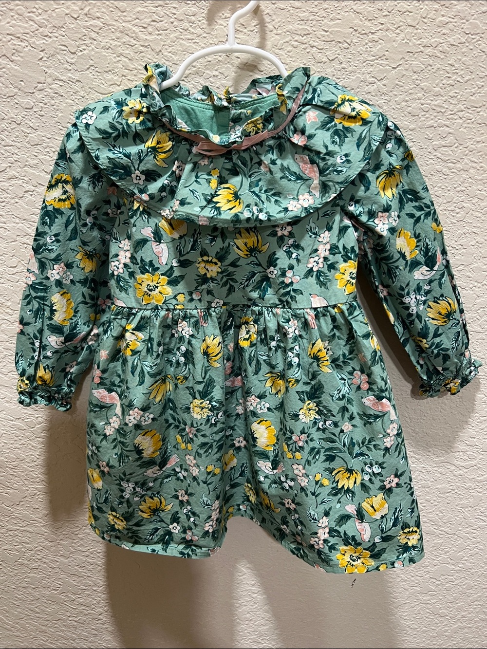 Janie and Jack Floral Ruffle Bow Collar Dress size 2T - Picture 2 of 4